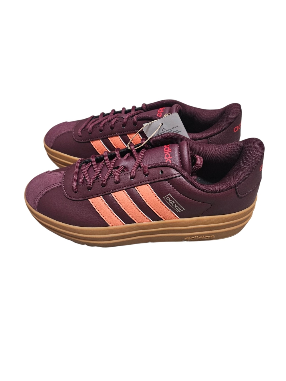 Adidas VL Court Bold Platform Sneakers Maroon Ruby NEW Womens